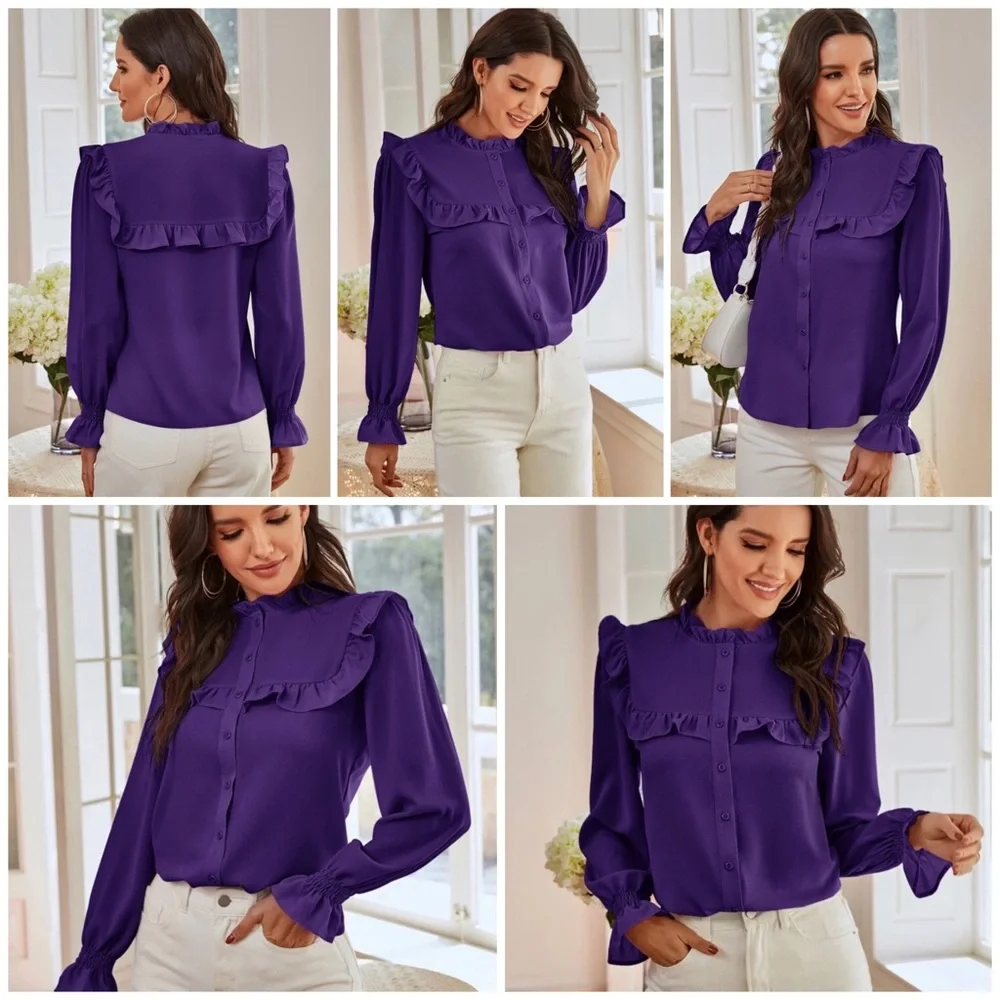 NWT Purple Blouse with Ruffles (XL12) - Picture 1 of 9
